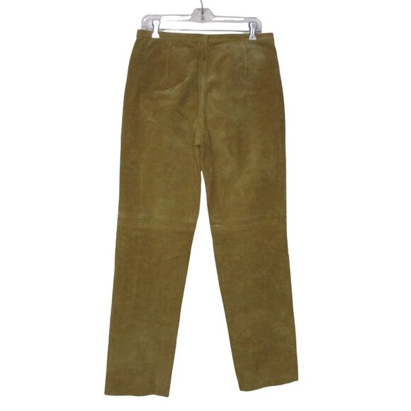 Cali Cali Suede Pants Color is Camel with Coffee Brown Trim Front Pockets Sz 10 - Picture 2 of 12